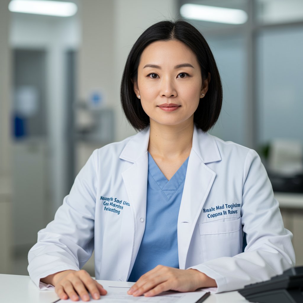 Medical professional reviewing data